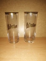 Pair of glass tumblers with Fabulon inscription (18/k)