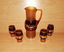 Ritka aranyozott ital kínáló üveg készlet - kancsó 4 pohárral (5/K)