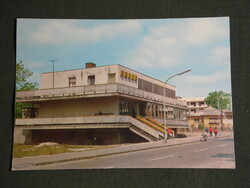 Postcard, Balatonalmádi, post office, skyline detail