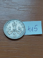 English England 5 pence 1970 ii. Elizabeth copper-nickel 415