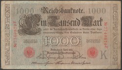 D - 056 -  Külföldi bankjegyek: 1910 Németország 1 000 márka (piros számmal)