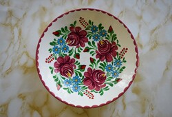 Retro hand painted floral granite wall plate with flower pattern