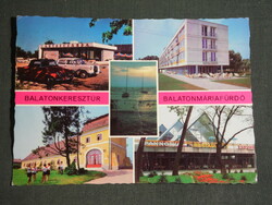 Képeslap, Balatonkeresztúr, Balatonmáriafürdő,mozaik,Festetics-kastély,autóscsárda,presszó,étterem