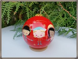 Children of the world, hand-painted unicef, thick glass hanging decoration sphere depicting happy children.