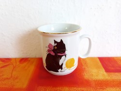Bohemia porcelán bögre cica, macska mintával