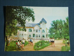 Postcard, Balatonmária spa, festetics castle, Sot children's resort view detail with children