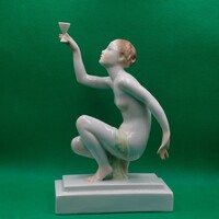 József Gondos Herend female nude figure holding a chalice