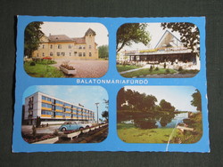 Képeslap, Balatonmáriafürdő,mozaik részletek,Festetics-kastély,hotel,Pannonia étterem,presszó,kikötő