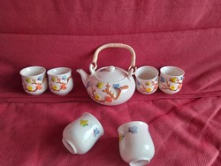 6 személyes kínai porcelán teás készlet - kézzel festett kidomborodó mintával