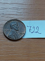 Usa 1 cent 1968 abraham lincoln, copper-zinc 722