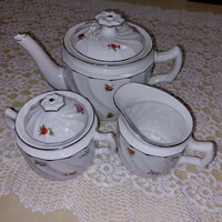 Zsolnay, antik csavart mintás, gyönyörű porcelán teáskészlet darabjai