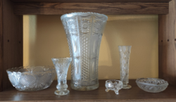 6 db hibátlan ólomkristály váza és tálka csomag Gönczi "Maxi" fotóművész hagyatékából