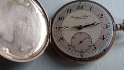 Iwc schafffhausen pocket watch with fine markings, no glass, works beautifully, gilded in case, not own