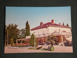 Postcard, Balatonföldvár, train station skyline, park detail