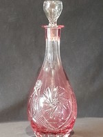 Különleges ,gazdag csiszolású bordó likőrös váza hibátlan állapotban