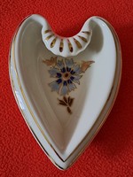 Zsolnay heart-shaped bowl (jewelry holder) with cornflower pattern