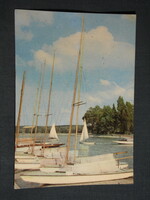 Postcard, Balaton castle, pier, sailing ship harbor, coast detail