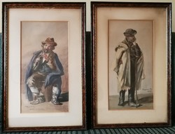 Akvarell pár, 36 cm x 55 cm-es keretben