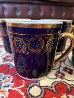 Hand painted cobalt gold Soviet tea mugs in beautiful condition