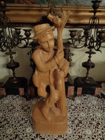 Vintage carved wooden statue cheap! Wine drunk