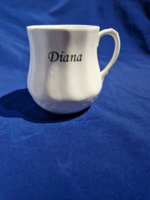 Kőporc porcelán hasas bögre Diana felírattal