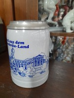 Német,Germany Löwenbrau-Land München Ón Fedeles Kerámia Korsó.15.5 cm.