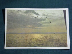 Képeslap, Balaton látkép a  naplementében