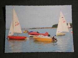 Postcard, Balaton beach detail, sailing port, beach detail