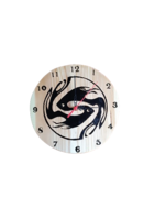 Handcrafted wooden wall clock with fish zodiac sign