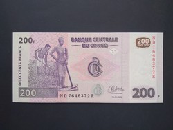 Kongó 200 Francs 2022 Unc