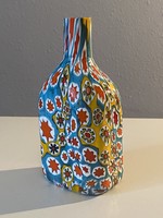 Murano millefiori Italian design rectangular glass vase 17.5 Cm