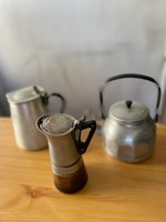 Retro Alufix teáskanna, tejforraló és "kotyogós" kávéfőző