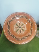 Clay industry karcag large folk wall bowl