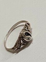 Antique silver ring with yin yang symbol