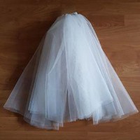 Fty89 - 2-layer, untrimmed, snow-white rich bridal veil 60/60x200cm