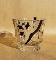 Rare antique Karl Palda art deco crystal glass vase with incised geometric pattern