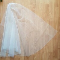 Fty93 - 1-layer, untrimmed, snow-white bridal half-circle veil 60x100cm