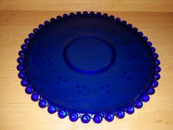 Retro blue glass cake plate, cake stand - dia. 30cm (6p)