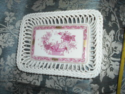 Herend porcelain offering openwork basket form with Indian basket pattern 19 cm x 14 cm