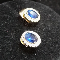 Luxury silver earrings with blue oval stones - 925