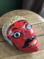 Old hand painted oriental wall wooden mask