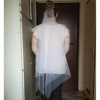 Fty97 - 1-layer, untrimmed, snow-white square bridal veil 60x100cm