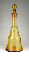 1G328 Régi borostyán sárga fújt dugós üveg borosüveg 36 cm