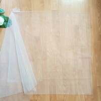 Fty99 - 1-layer, untrimmed, snow-white square bridal veil 80x150cm