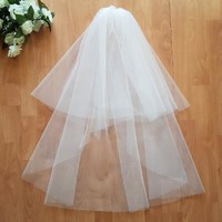 Fty77 - 2-layer, untrimmed, ecru wedding veil 50/70x150cm