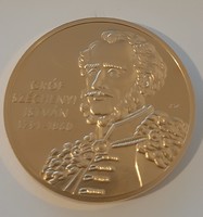 Gróf Széchenyi István 24 karátos arannyal bevont emlékérme UNC kapszulában