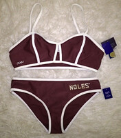 New, with tags, nuyu brand, size m, burgundy white women's two-piece swimsuit bikini