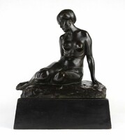 1P604 velvet solid bronze nude statue 34 cm