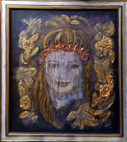 Floral smile. 55X60 cm. From a Prima award-winning artist, with certificate. Károlyfi/1952