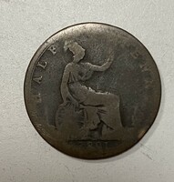 Fél angol Penny 1891 Half Penny bronz Anglia Viktória királynő